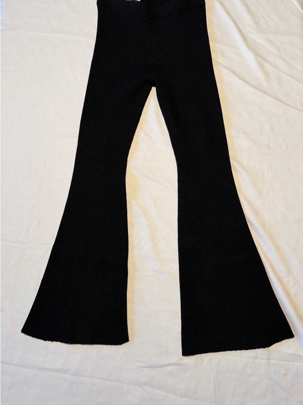 Zara Black Ribbed Flare Kids Leggings